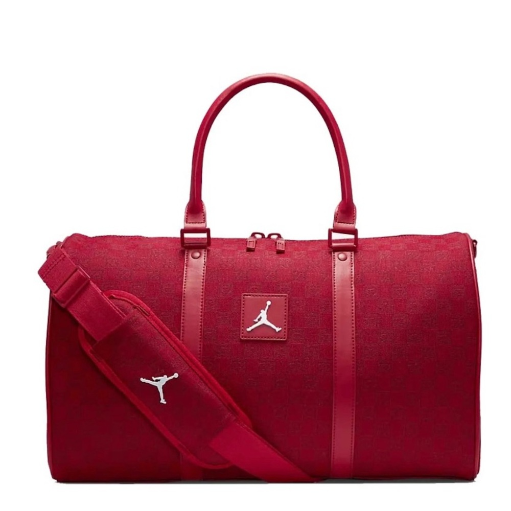 Air Jordan Monogram Red Jacquard Duffle Bag Luggage Tote Carry On One Size 25L